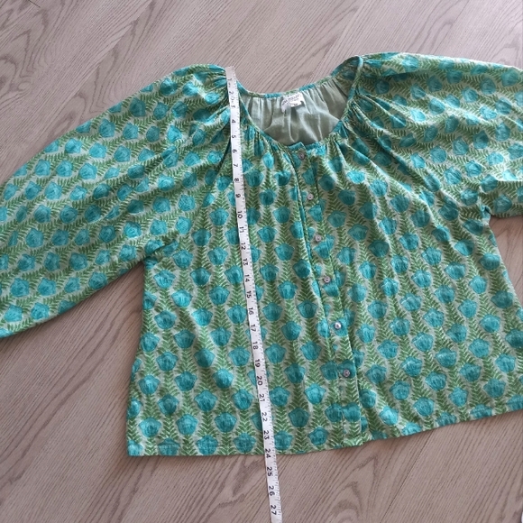 Emerson Fry India Collection Frances Blouse Organic Cotton Block Printed M - Picture 13 of 15